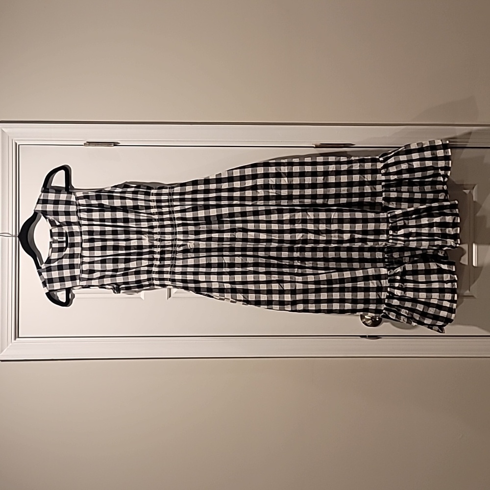 A New Day, L, Black/White Buffalo Plaid Maxi Dress